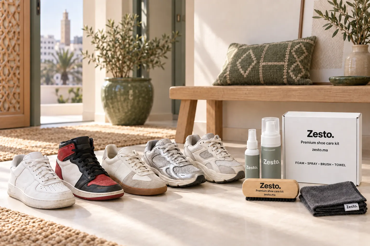 Différents styles de sneakers sans logo avec le Pack Complet Zesto. au Maroc.